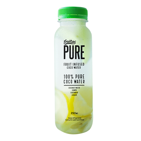 Fruitas Infused GLOWING GREEN - Fruit Infused Coco Water, Lemon, Cucumber & Ginger 250ml