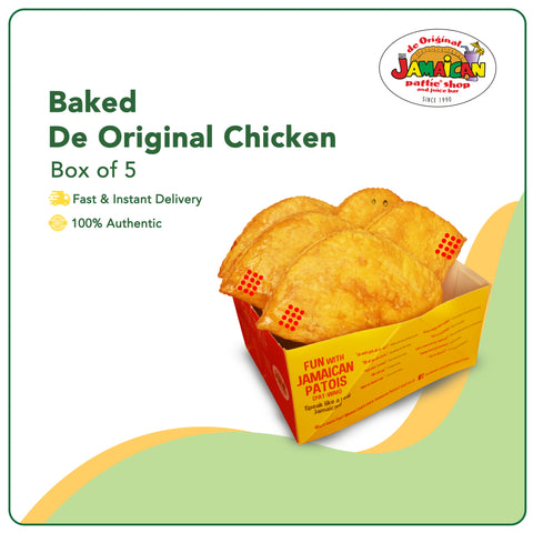 Jamaican Pattie Baked De Original Chicken Box of 5