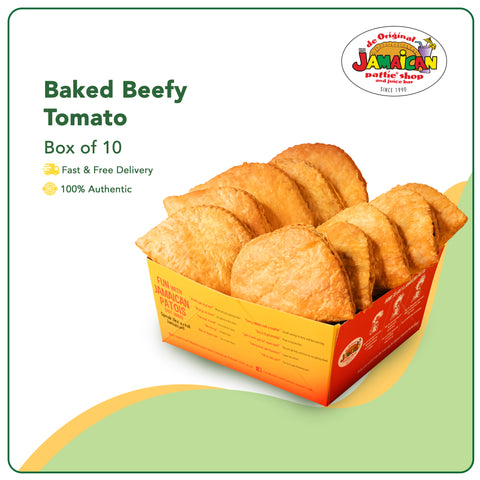 Jamaican Pattie Baked Beefy Tomato Box of 10