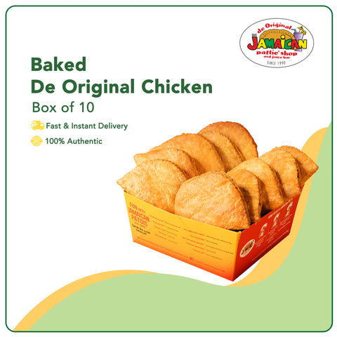 Jamaican Pattie Baked De Original Chicken Box of 10