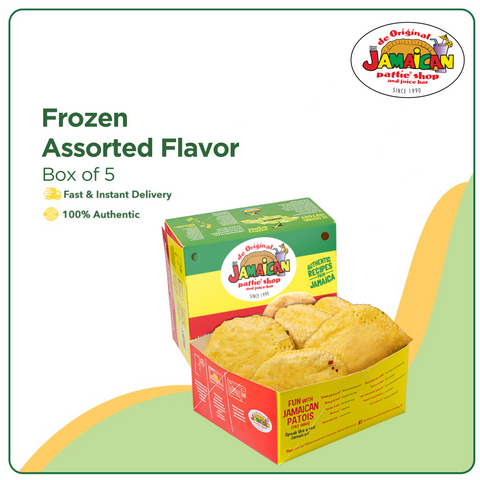 Jamaican Pattie Frozen Assorted Flavors Box of 5